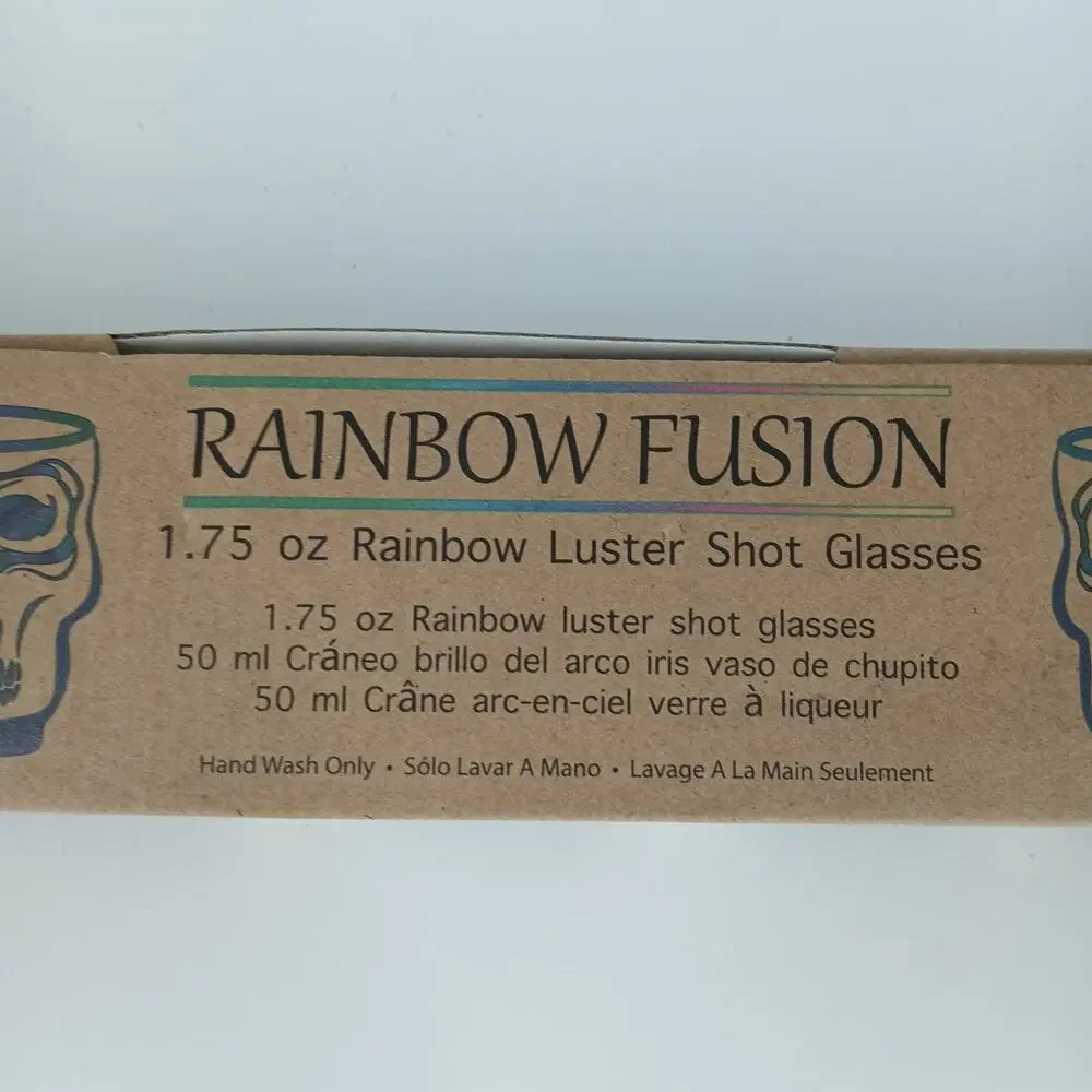 6X New Rainbow Fusion Skull Shot Glass 1.7 oz Halloween Iridescent Partyware